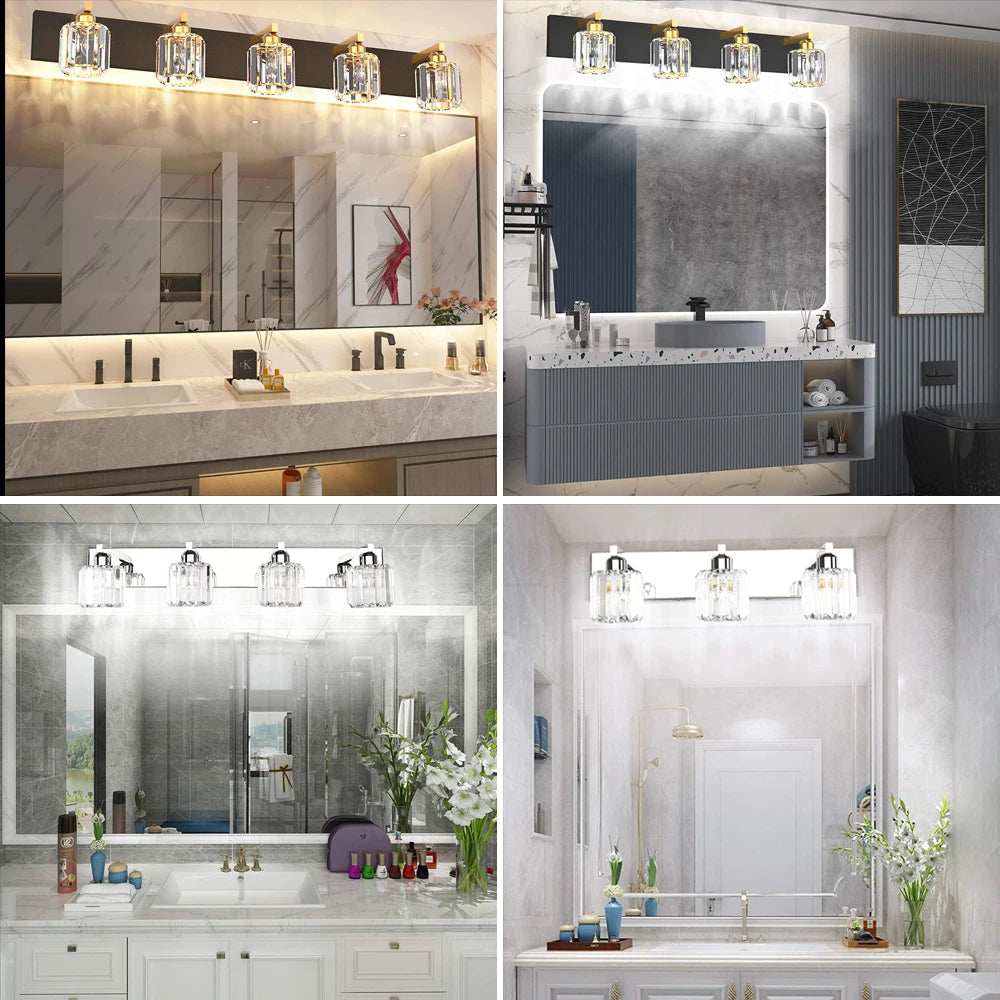 Applique murale miroir de salle de bains en cristal moderne - vue 8 sur 14