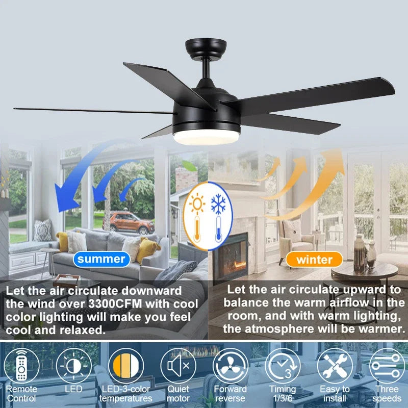 3 Blade Silent Motor 52 Inch High Wind Ceiling Light With Suitable For LED Ceiling Fan Remote Control In Living Room And Dining - vue 4 sur 6