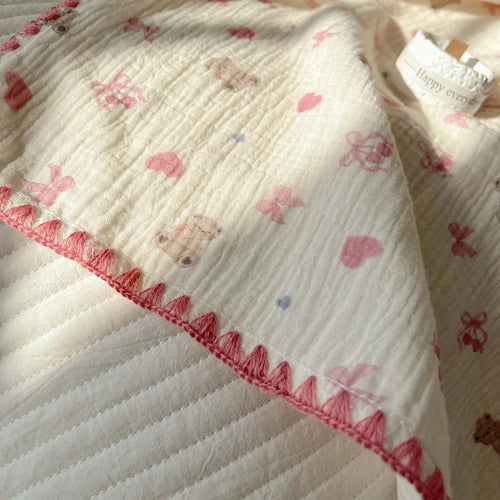 plaid coton gaufré motifs carreaux enfants été maison - vue 5 sur 6