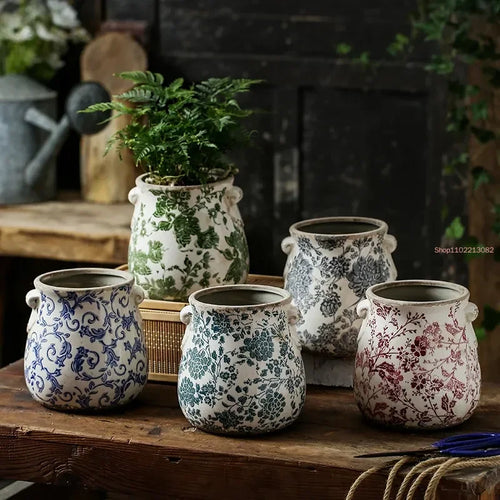 pots de fleurs en céramique rétro pour plantes et orchidées - vue 3 sur 9