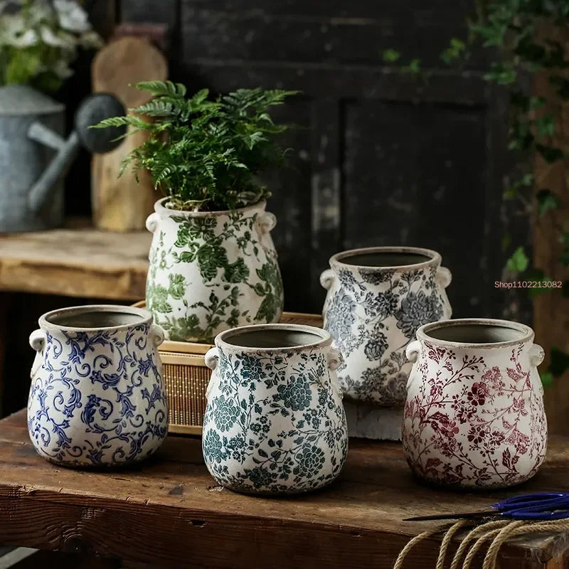 pots de fleurs en céramique rétro pour plantes et orchidées - vue 2 sur 9