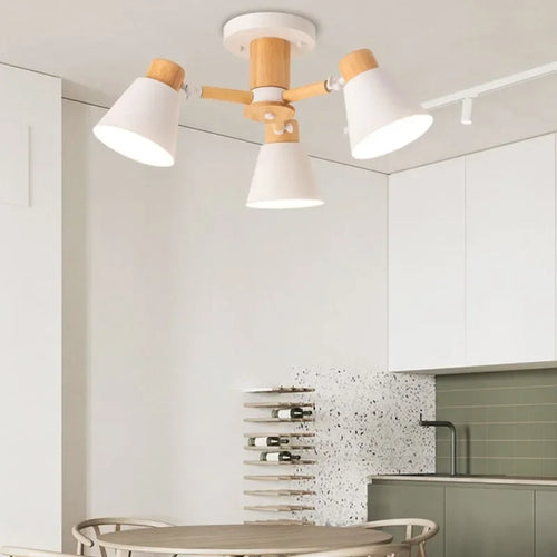 Plafonnier de Lustre LED en bois massif nordique pour/salon/chambre/Lhôtel Restaurant décoration de la maison lampes d'éclairage modernes - vue 3 sur 10
