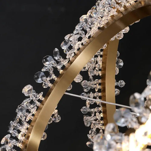 lustre en cristal avec anneau doré pour éclairage intérieur - vue 6 sur 25