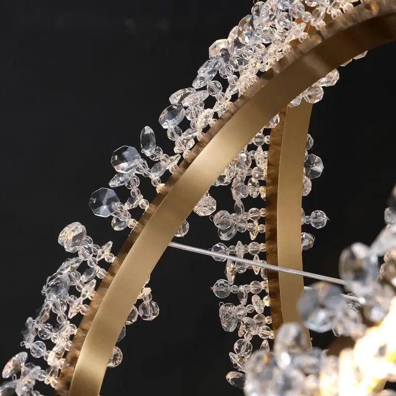 lustre en cristal avec anneau doré pour éclairage intérieur - vue 5 sur 25