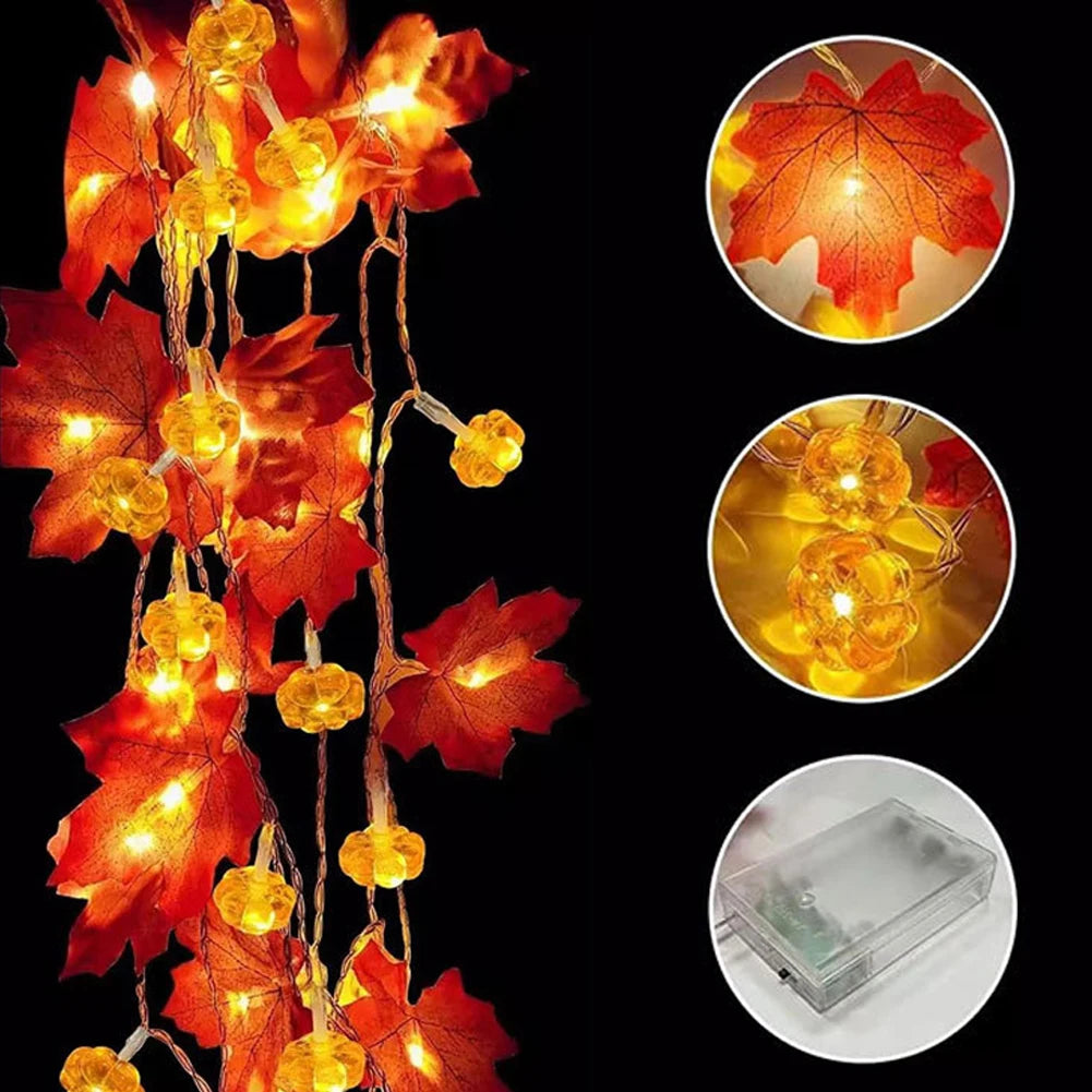 guirlande lumineuse feuilles dérable pour décorations automne hiver - vue 5 sur 8