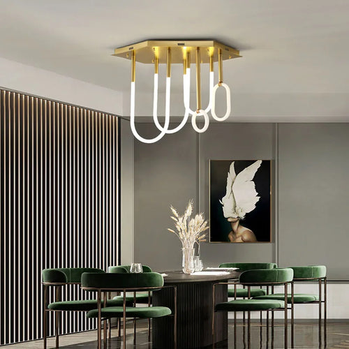 lustre style nordique ligne combinaison minimalisme moderne led dimmable - vue 3 sur 10