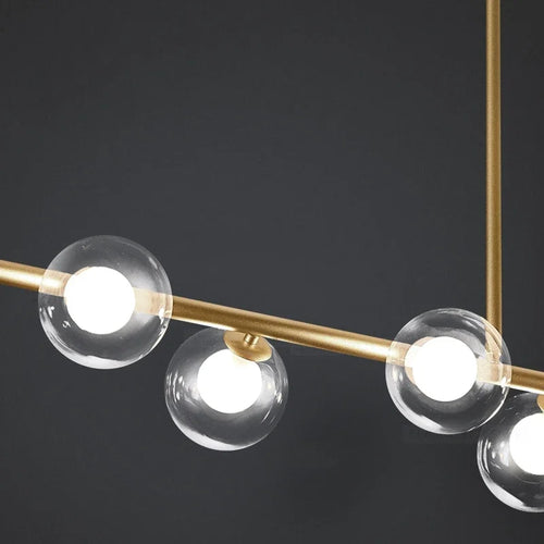 lustre led moderne avec lampes à billes en verre nordique - vue 6 sur 12