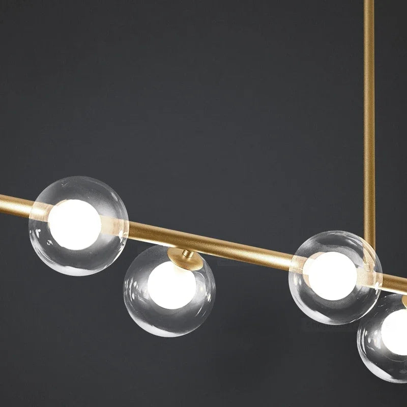 lustre led moderne avec lampes à billes en verre nordique - vue 5 sur 12