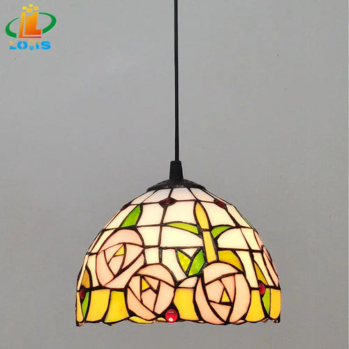 lustre en vitrail style tiffany pour éclairage décoratif antique - vue 18 sur 19