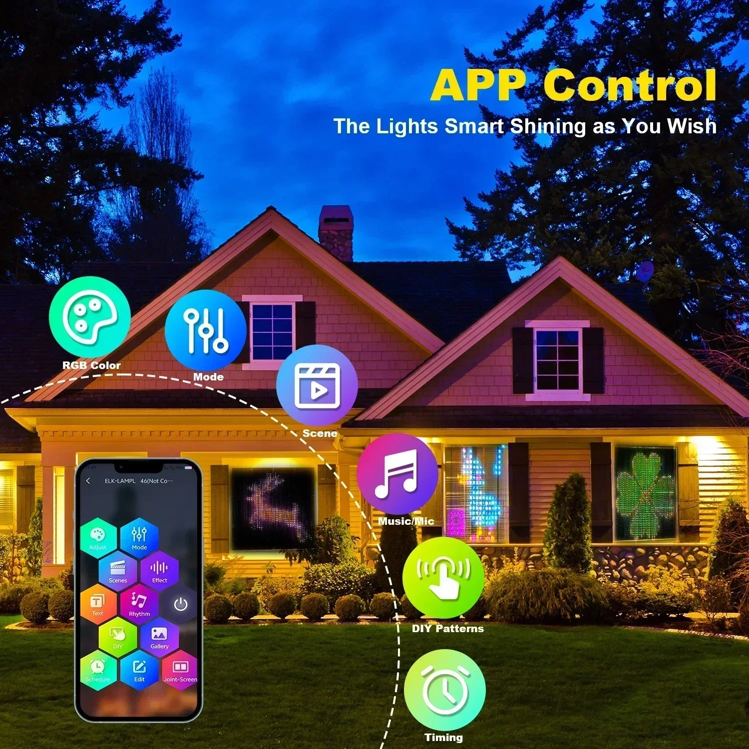 guirlande lumineuse intelligente 400 led bluetooth musique décorative - vue 2 sur 9