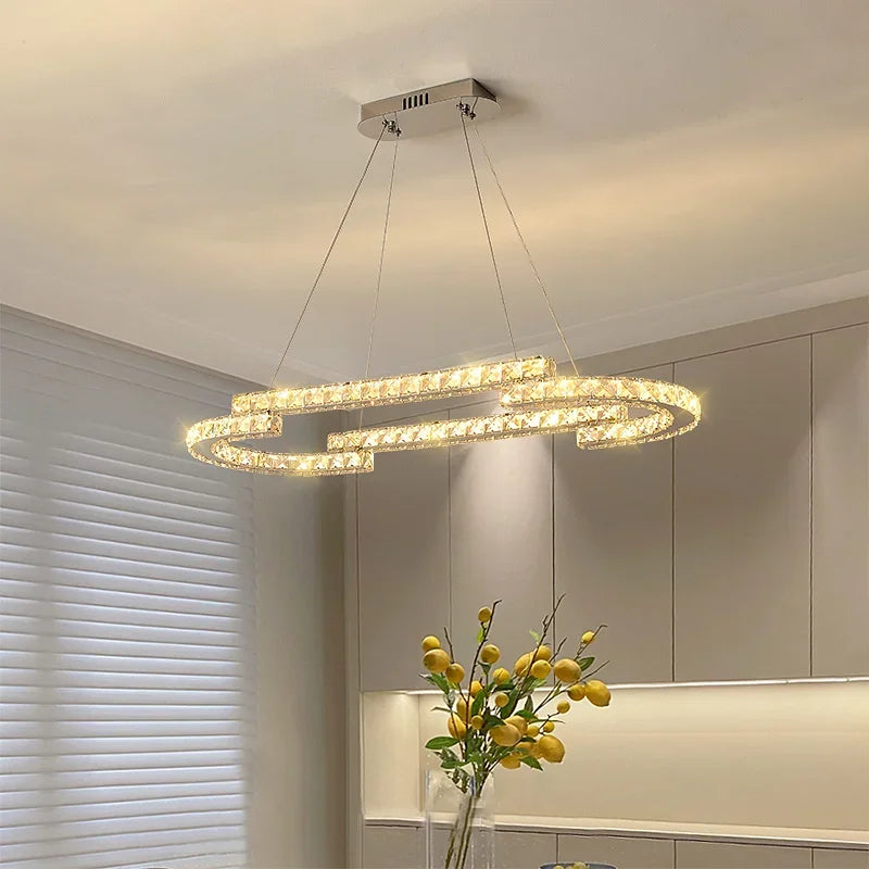 lustre moderne à led en cristal design élégant pour intérieur - vue 4 sur 13