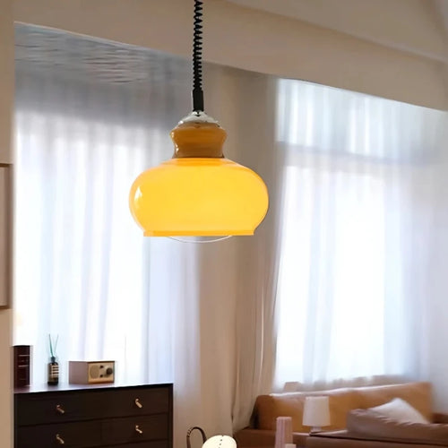 suspension en verre poire style vintage en fer moderne - vue 2 sur 9