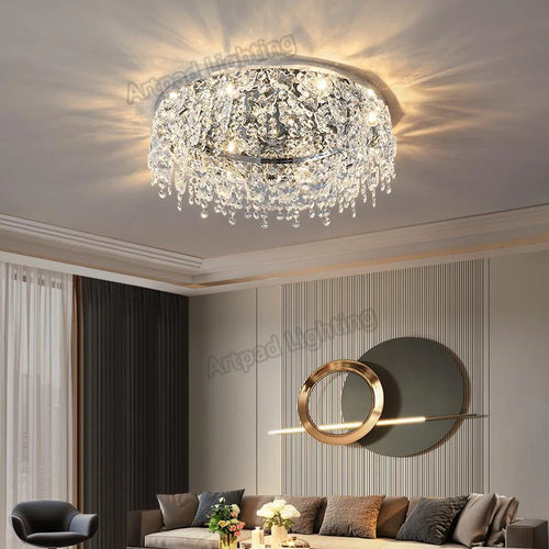 plafonnier moderne en métal design cristal décoratif pour intérieur - vue 7 sur 9