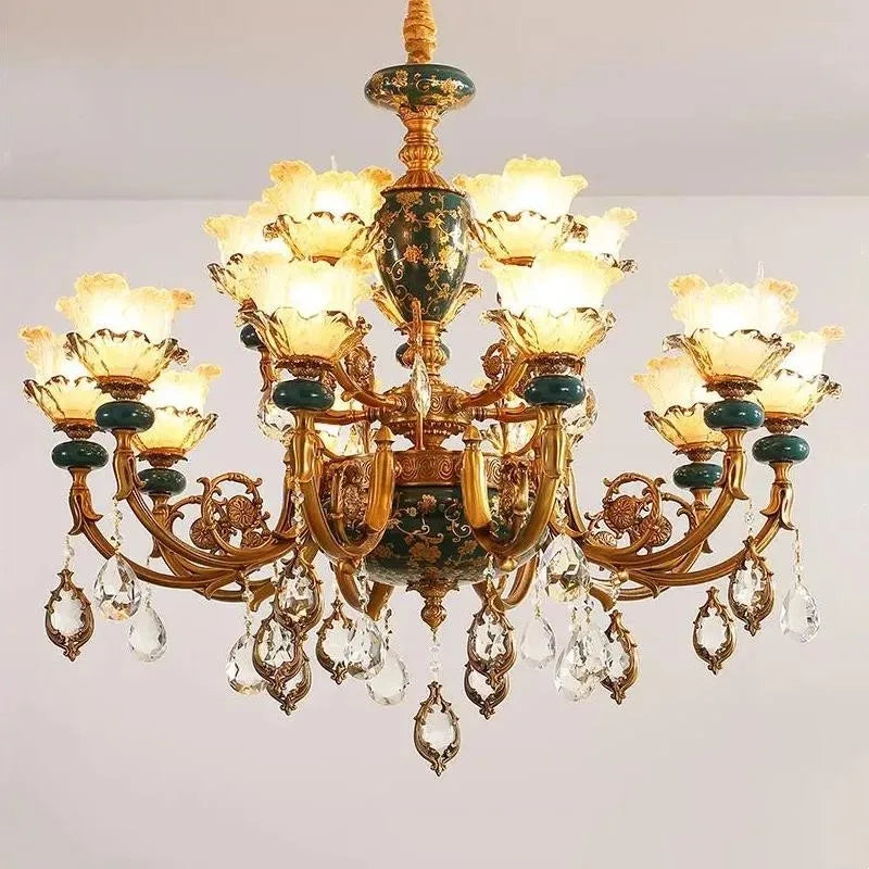 lustre en céramique avec éclairage cristal pour décoration intérieure - vue 1 sur 12