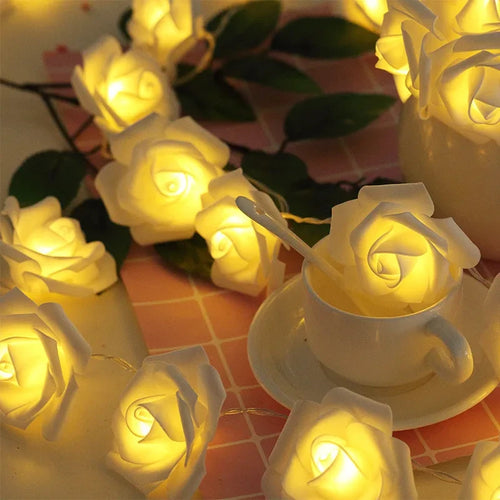 guirlande lumineuse roses en mousse pour mariage et saint valentin - vue 4 sur 11
