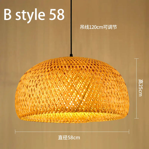 lustre style chinois fait main en bambou tissage pastoral vintage - vue 22 sur 30