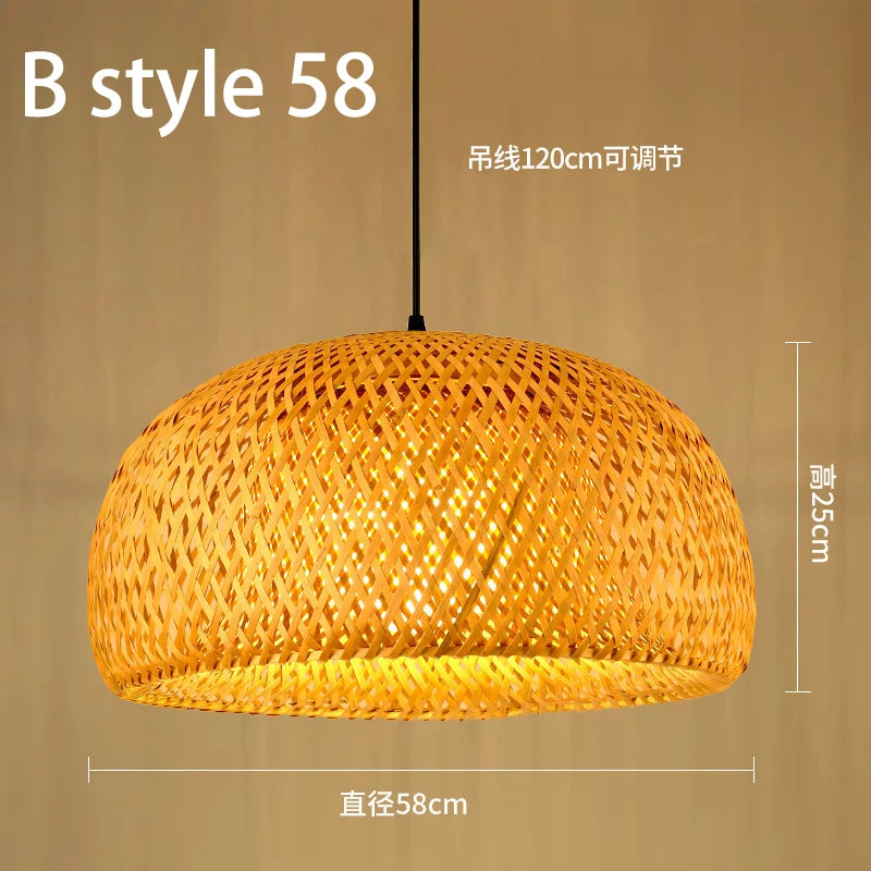 lustre style chinois fait main en bambou tissage pastoral vintage - vue 21 sur 30