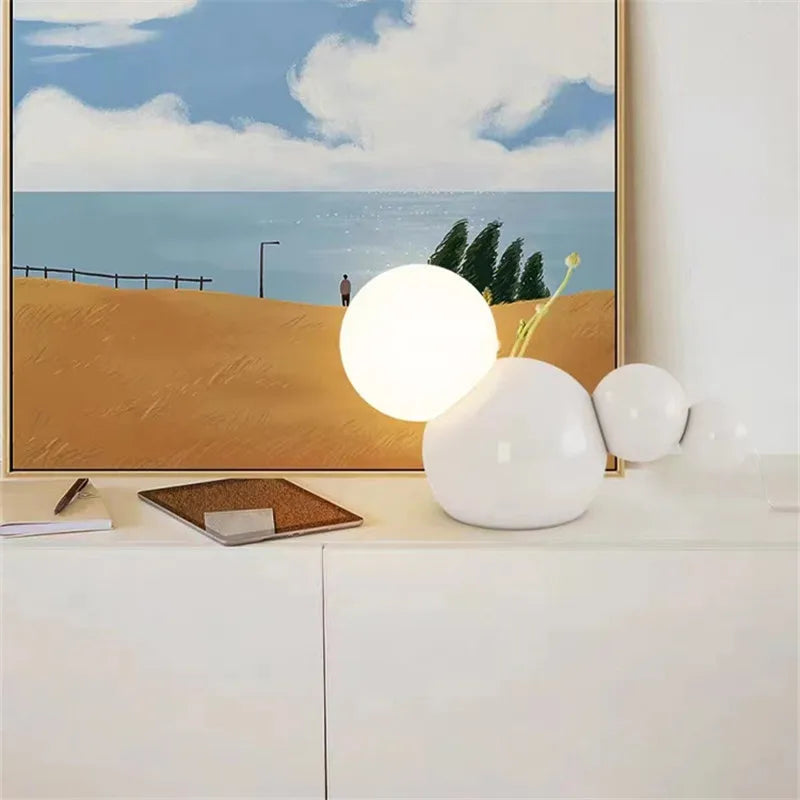 lampe de chevet ronde en verre pour décoration intérieure - vue 5 sur 8