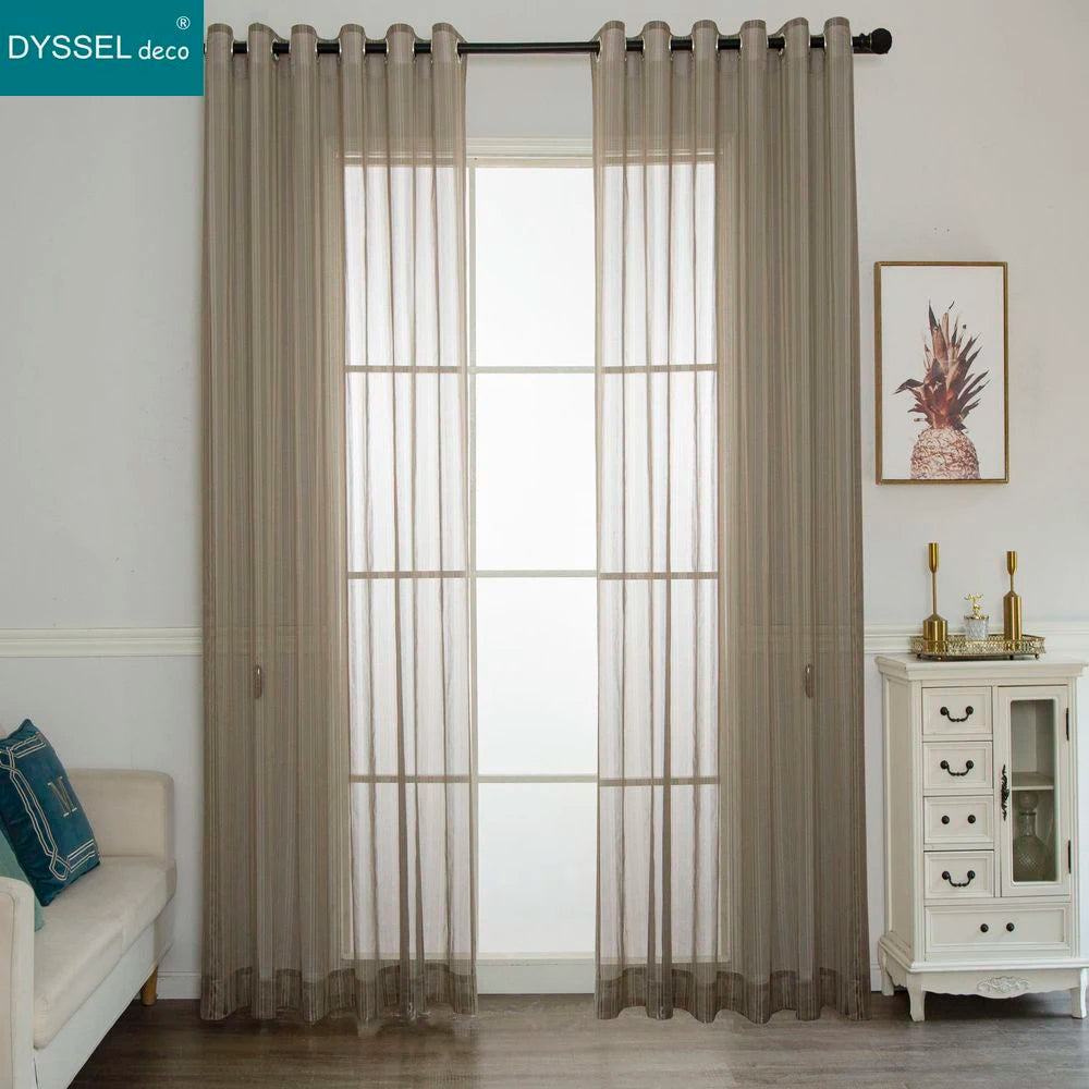 Voilage tulle rayures style moderne pour salon chambre