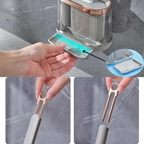 ensemble de brosses de toilette avec support mural pour salle de bain - vue 5 sur 8