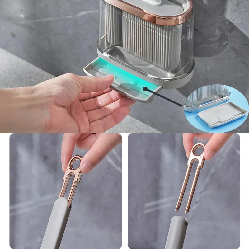 ensemble de brosses de toilette avec support mural pour salle de bain - vue 5 sur 8