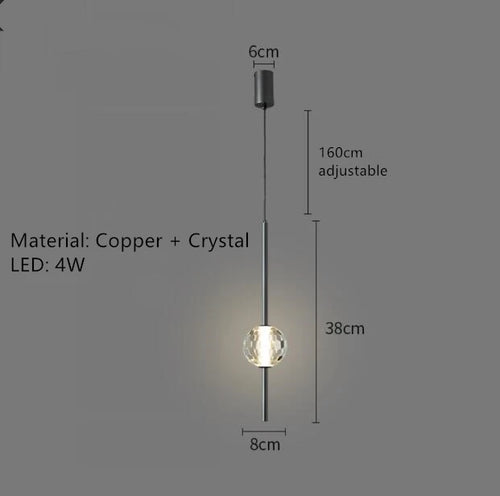 suspension LED en laiton design moderne avec cordon réglable - vue 9 sur 17