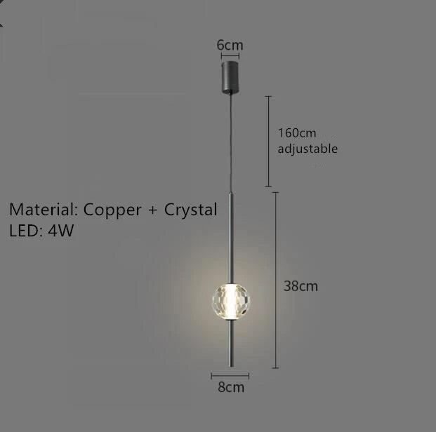 suspension LED en laiton design moderne avec cordon réglable - vue 8 sur 17
