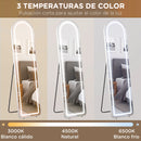 miroir intégral avec éclairage led en aluminium argenté