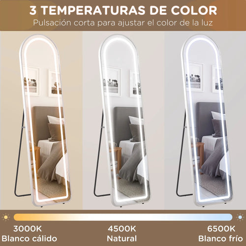 miroir intégral avec éclairage led en aluminium argenté - vue 6 sur 6