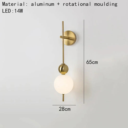 applique murale led en métal avec boule acrylique design et gradation variable - vue 10 sur 9