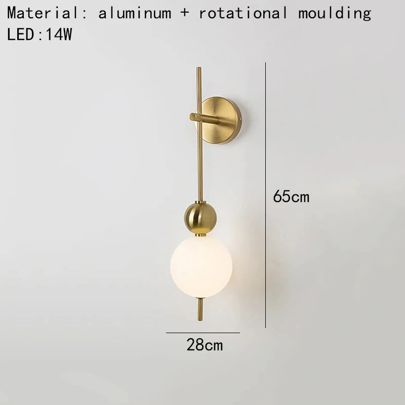 applique murale led en métal avec boule acrylique design et gradation variable - vue 9 sur 9
