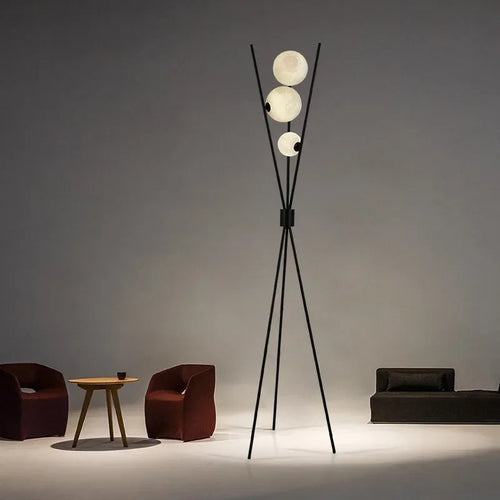 lampadaire led moderne boule de verre trépied lampe décorative - vue 3 sur 10