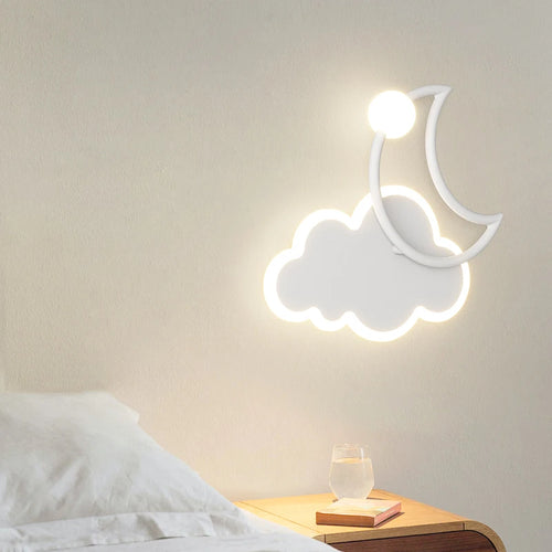 Chambre d'enfants appliques moderne Simple créatif dessin animé nuage lumière LED lune chambre lampe de chevet filles garçons Loft lampe de lit - vue 2 sur 9