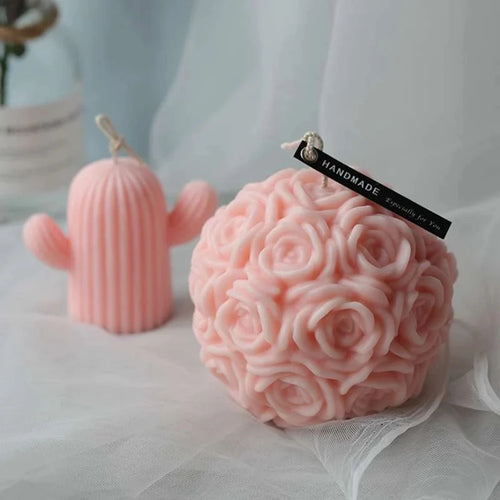 bougie parfumée boule fleur rose décoration pour la maison cadeau - vue 4 sur 9