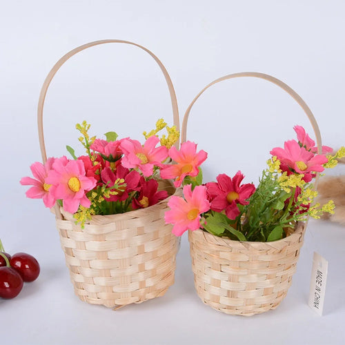 panier de rangement fait main en rotin multifonction pour cuisine ou fleurs - vue 3 sur 12
