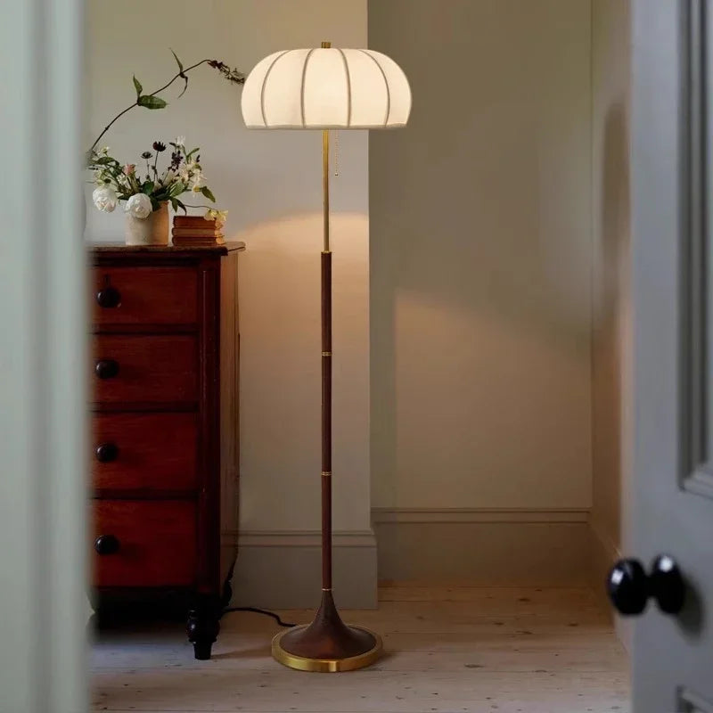 lustre design nordique lampadaire rétro en tissu avec lumière led - vue 5 sur 13