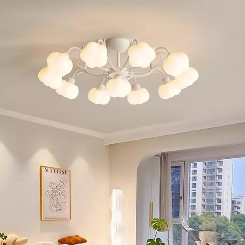 plafonnier moderne à LED avec couverture en coton décorative - vue 3 sur 12