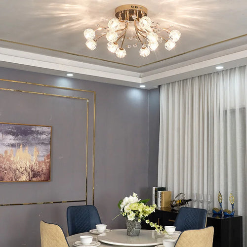 lustre moderne en verre et cristal pour décoration intérieure - vue 3 sur 11