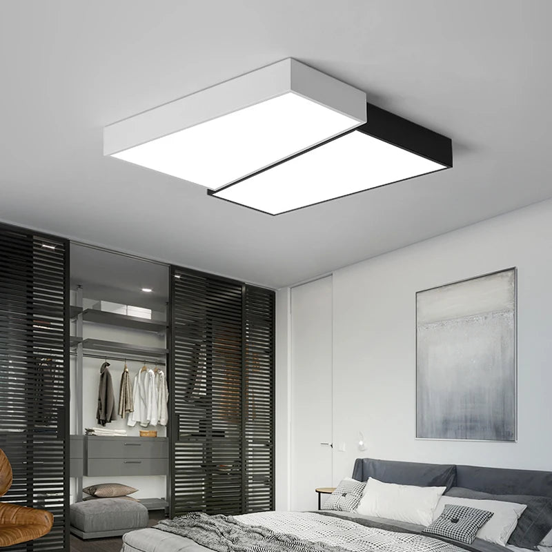 Plafonnier LED noir et blanc carré - vue 4 sur 8