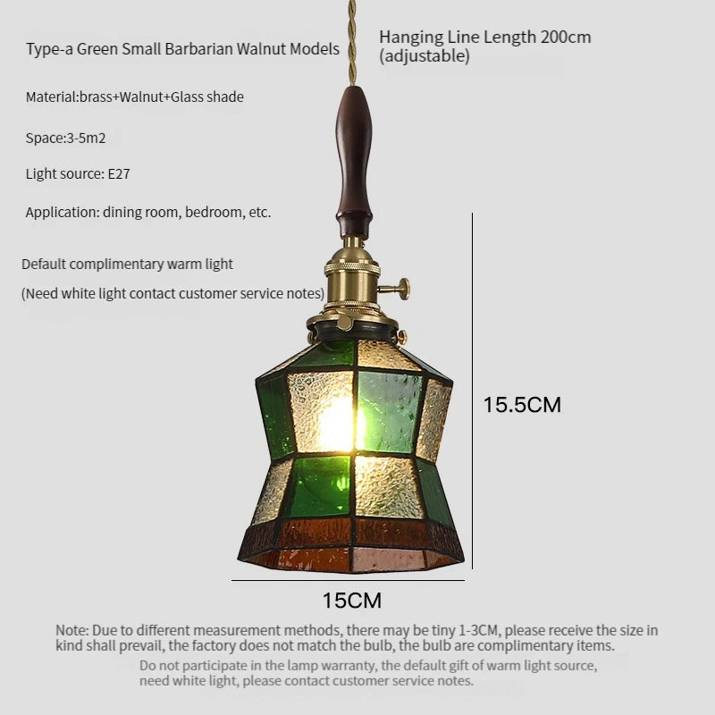 lustre antique de luxe suspendu en verre et laiton - vue 14 sur 15