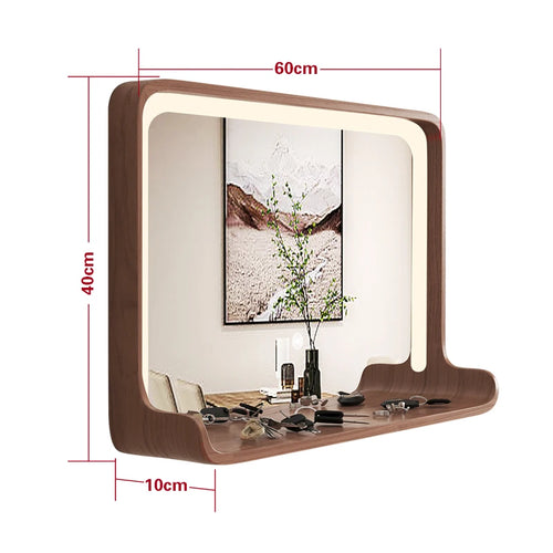 miroir en bois massif avec éclairage led et fixation murale - vue 15 sur 29