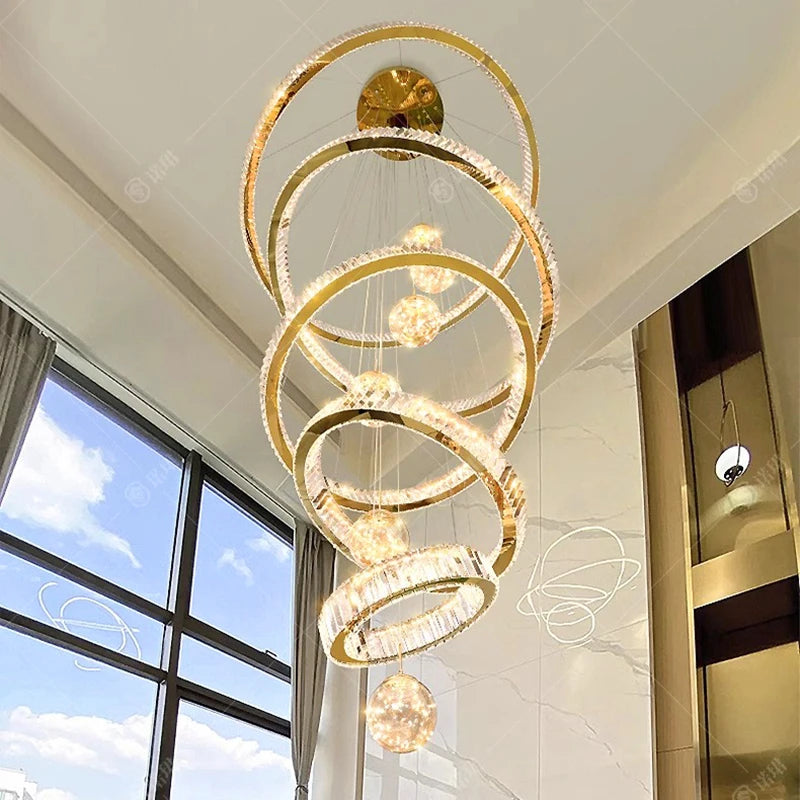 Lustre design anneau en cristal intelligentes pour décoration moderne - vue 6 sur 11