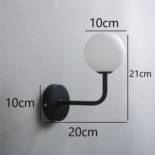 applique murale rétro nordique boule verre courbée métal - vue 12 sur 13