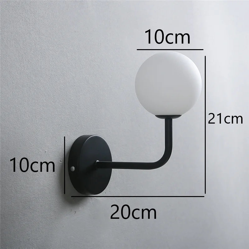applique murale rétro nordique boule verre courbée métal - vue 11 sur 13