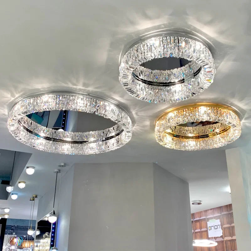 lustre en cristal moderne design avec éclairage led décoratif - vue 7 sur 7