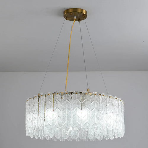 lustre nordique moderne en verre led avec suspension en cristal - vue 4 sur 8