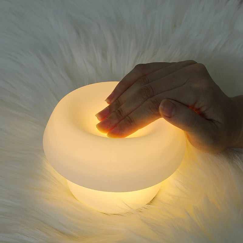 Champignon veilleuse LED Silicone capteur tactile batterie lampe chambre décor bébé chevet décoration lampes cadeau de noël - vue 4 sur 8