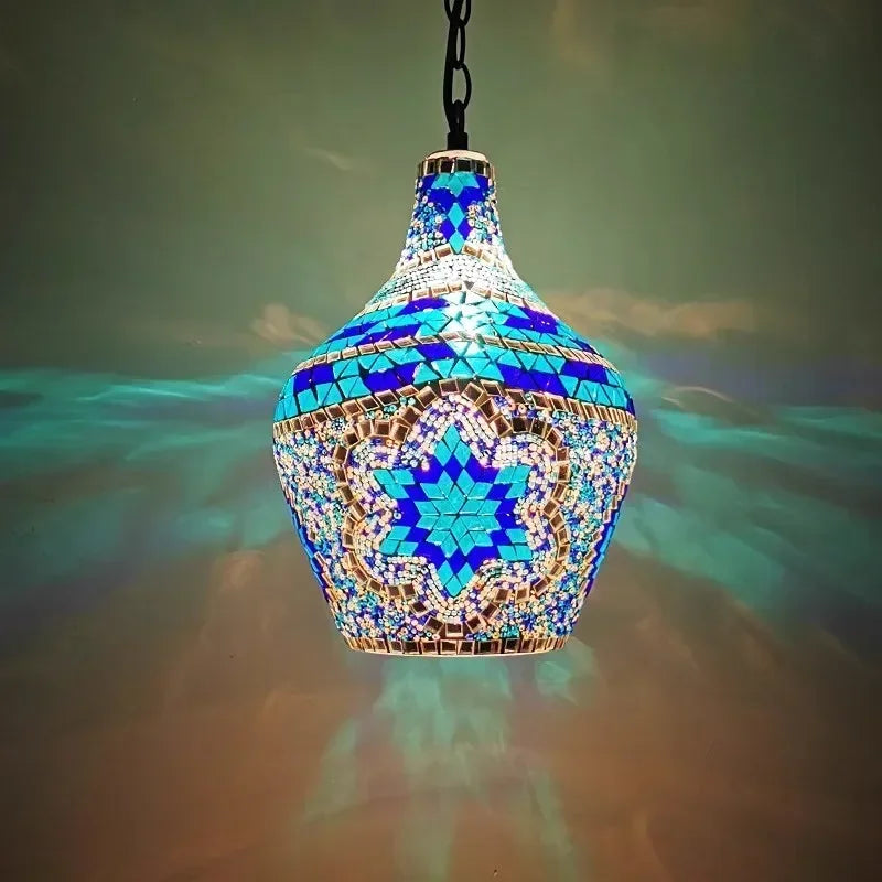 lustre en vase d'art bohème pour décoration intérieure artisanale - vue 8 sur 13