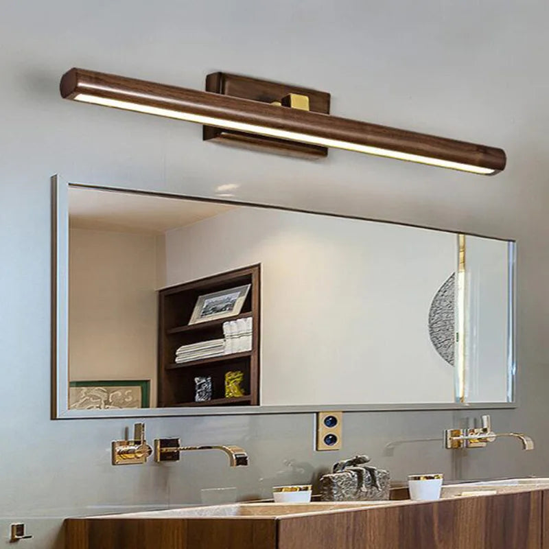 Nordique 40cm bois miroir avant lampe LED intérieur applique murale pour armoire salle de bain chevet lecture maison intérieur décor applique murale 6pa - vue 3 sur 7