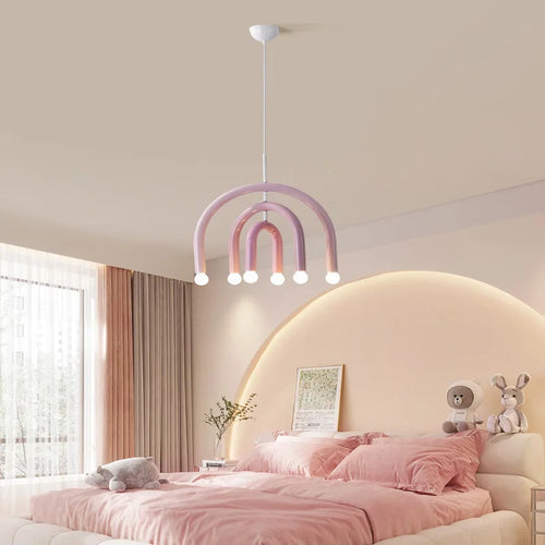Creative Colorful Rainbow Pendant Lamps Iron E14 LED Bedroom Hanging Light Art Design Girl Kids Room Chandelier Lighting Indoor - vue 4 sur 8